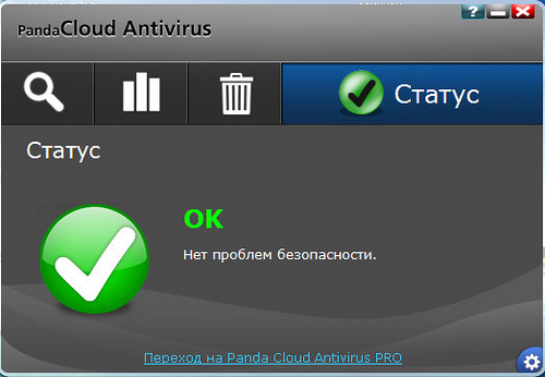 Текущий статус антивируса Panda Cloud Antivirus